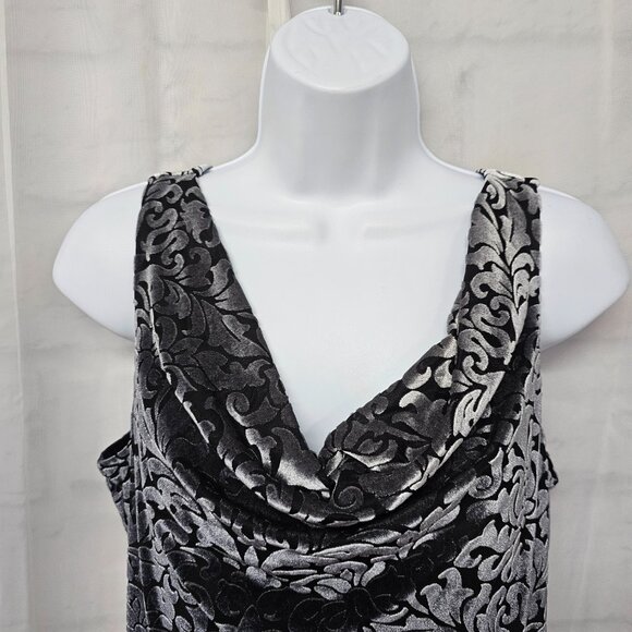WHBM Floral Velour Tank Top Y2K Scoop Neck Goth Boho Fairy Coquette M - Picture 2 of 10